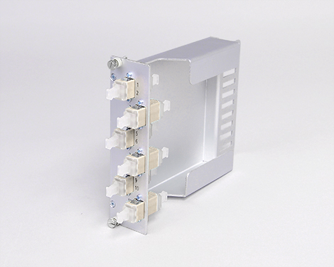 Einschubmodul 7TE, 12 x LCPC, OM1, mit Überlängenfach (6xLCPC duplex)