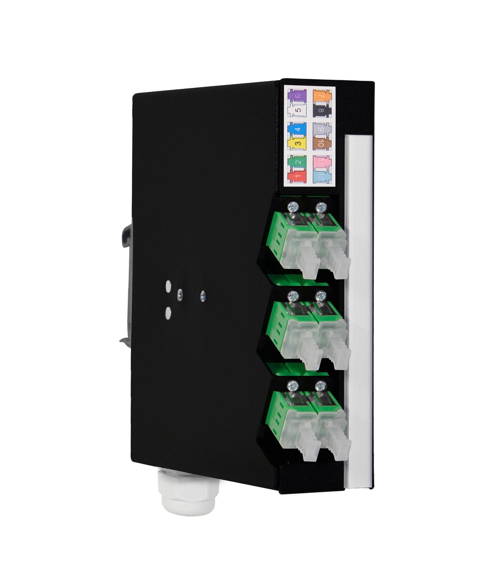 Hutschienen Box mini, Stahl, 6 x LSH / E2000®APC FBW, 9/125µm