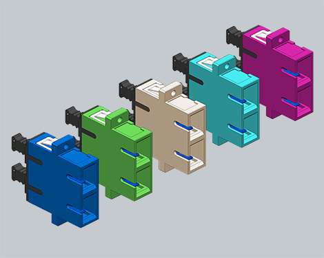 Kupplung SCPC, SM, duplex, blau, mit Flansch + Gewinde